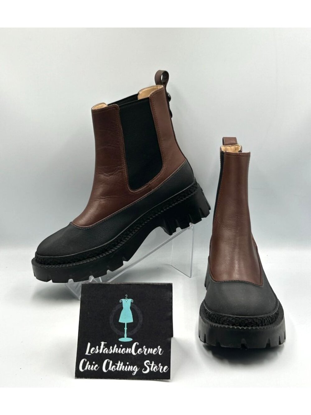 Coach Women's Walnut Brown Leather Jalya Chelsea Ankle Boots Size 9 3630
